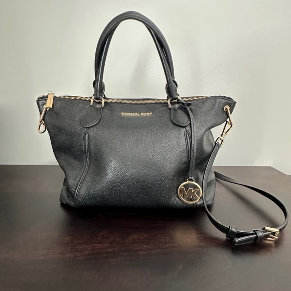 Michael Kors Sierra Large Satchel Tote Pebbled Leather Black - Picture 2 of 10